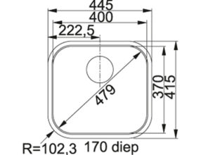 Franke Quadrant 210 QAX Maattekening