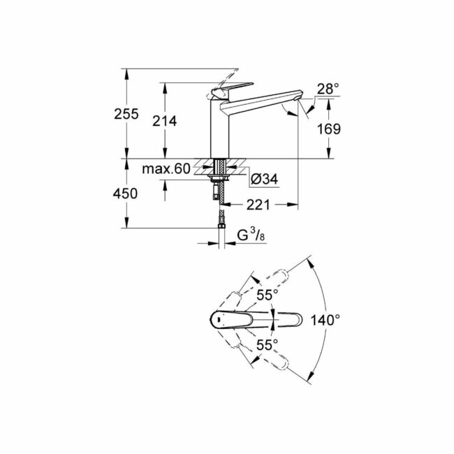 Grohe Eurodisc keukenkraan chroom 33770002