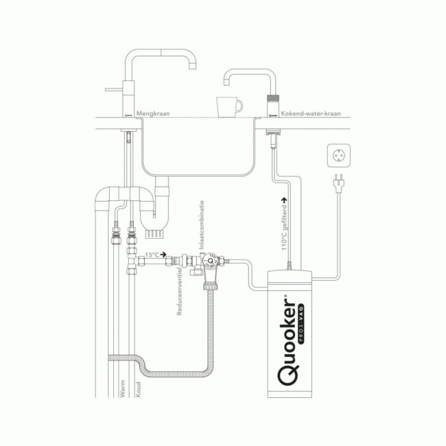 Quooker Fusion PRO3-VAQ Square Steel 3 in 1